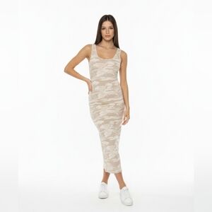 Monrow Cream And White Camo Bodycon Dress Size Small NWOT